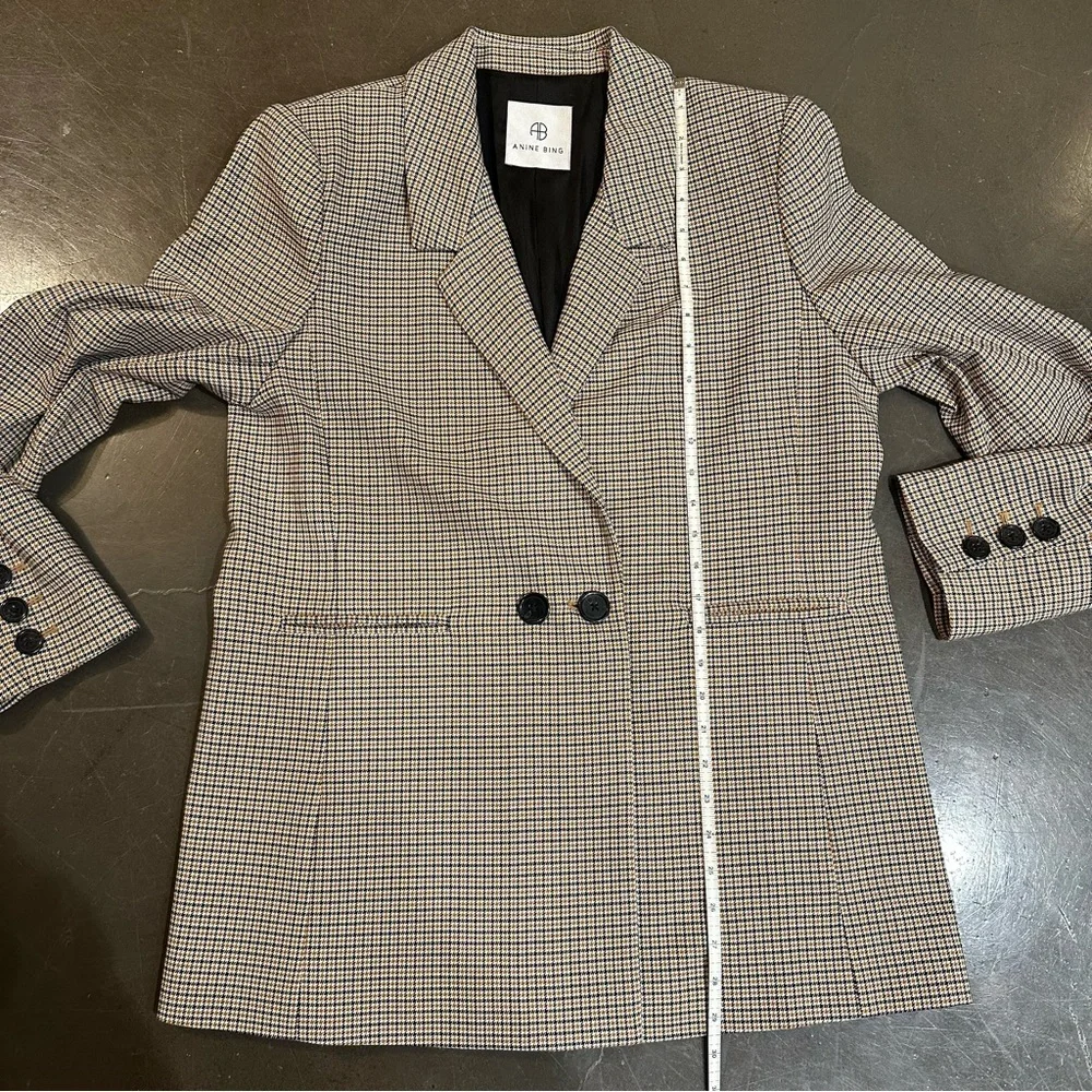 Anine Bing Women's Plaid Blazer - Brown and Black